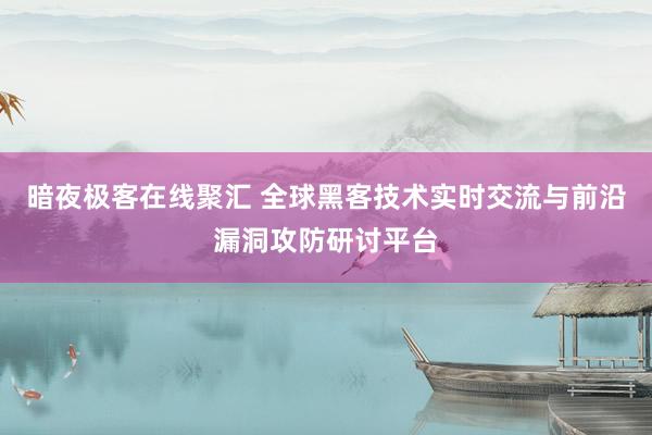 暗夜极客在线聚汇 全球黑客技术实时交流与前沿漏洞攻防研讨平台