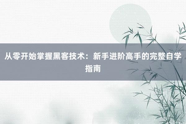 从零开始掌握黑客技术：新手进阶高手的完整自学指南