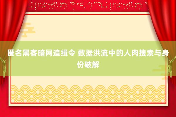 匿名黑客暗网追缉令 数据洪流中的人肉搜索与身份破解