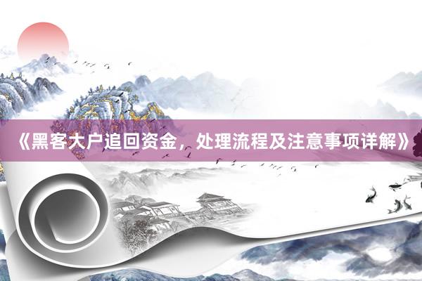 《黑客大户追回资金，处理流程及注意事项详解》